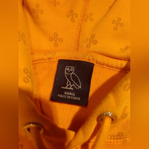 OVO MONOGRAM October's Very Own Drake Logo Terry Cloth Orange Hoodie mens Small - Picture 5 of 14
